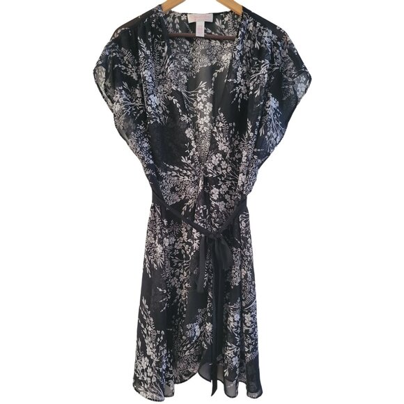 Oscar de la renta Pink Label Robe Black White sheer print Plus size 1X - Picture 1 of 6